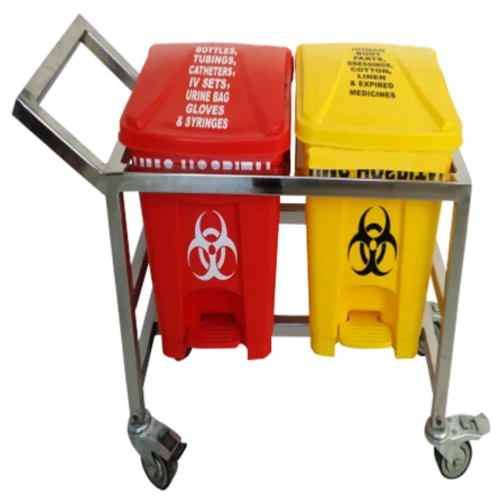 Bio Medical Waste Segregation Trolley 25 Ltr 2 Bin SS